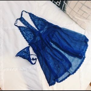 Victoria’s Secret blue babydoll w matching thong